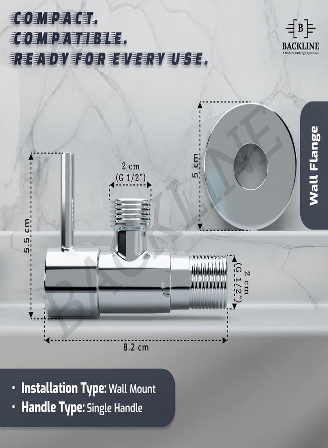 B BACKLINE صمام زاوية نحاسي 100% من Backline للحمام | صنبور زاوية شديد التحمل | مقاوم للتآكل | طلاء كروم | صنبور أحادي الاتجاه لحوض الغسيل، وخزان التدفق، وحوض المطبخ، وتوصيل سخان المياه (عبوة من قطعتين) - Image 2